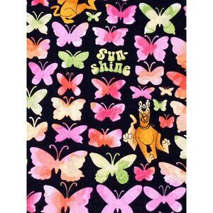 Scooby-Doo Nurse Scrub Top L/G 100% Cotton Multicolor Butterfly and Dog Print